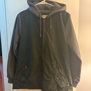 Green and Gray Hooded Jacket